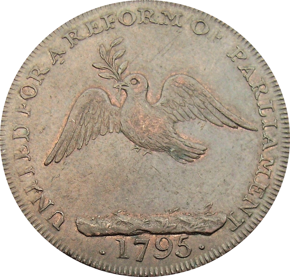 LCS halfpenny token LCS halfpenny token 'United for a Reform of Parliament'